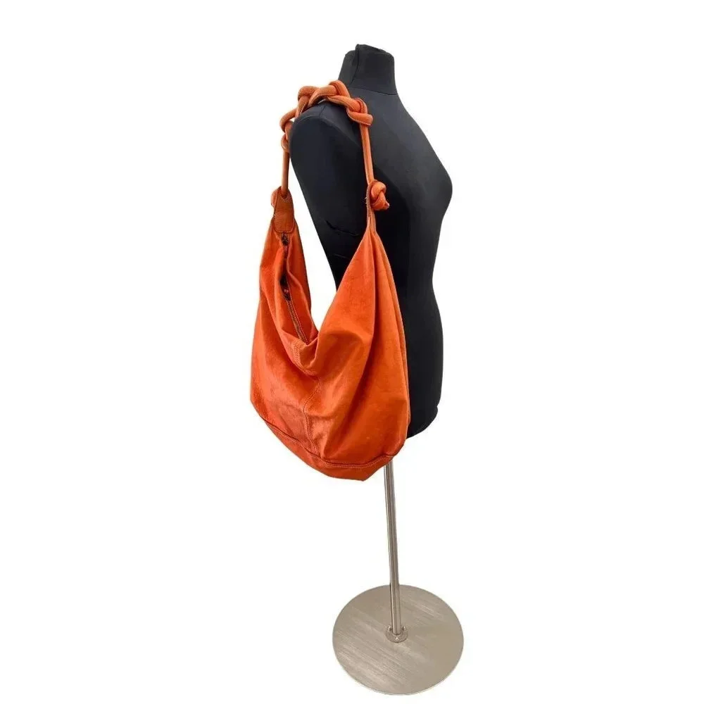 Sissirossi Orange Leather Shoulder Bag